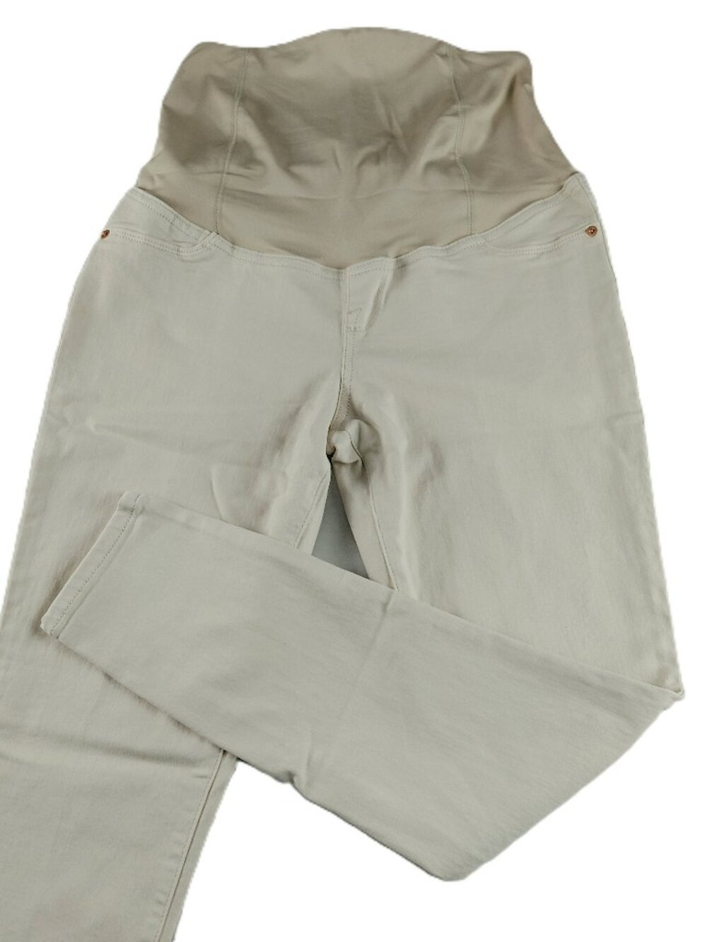 Isabel Maternity Skinny Jeans Women's Size 6 Ecru Beige Crossover Panel Stretch